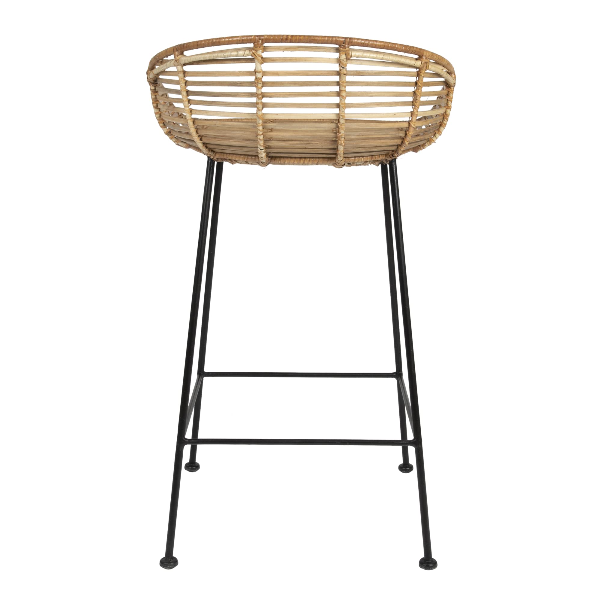 Bloomingville 32"H Woven Rattan Bar Stool with Black Wrought Iron Legs - Image 10
