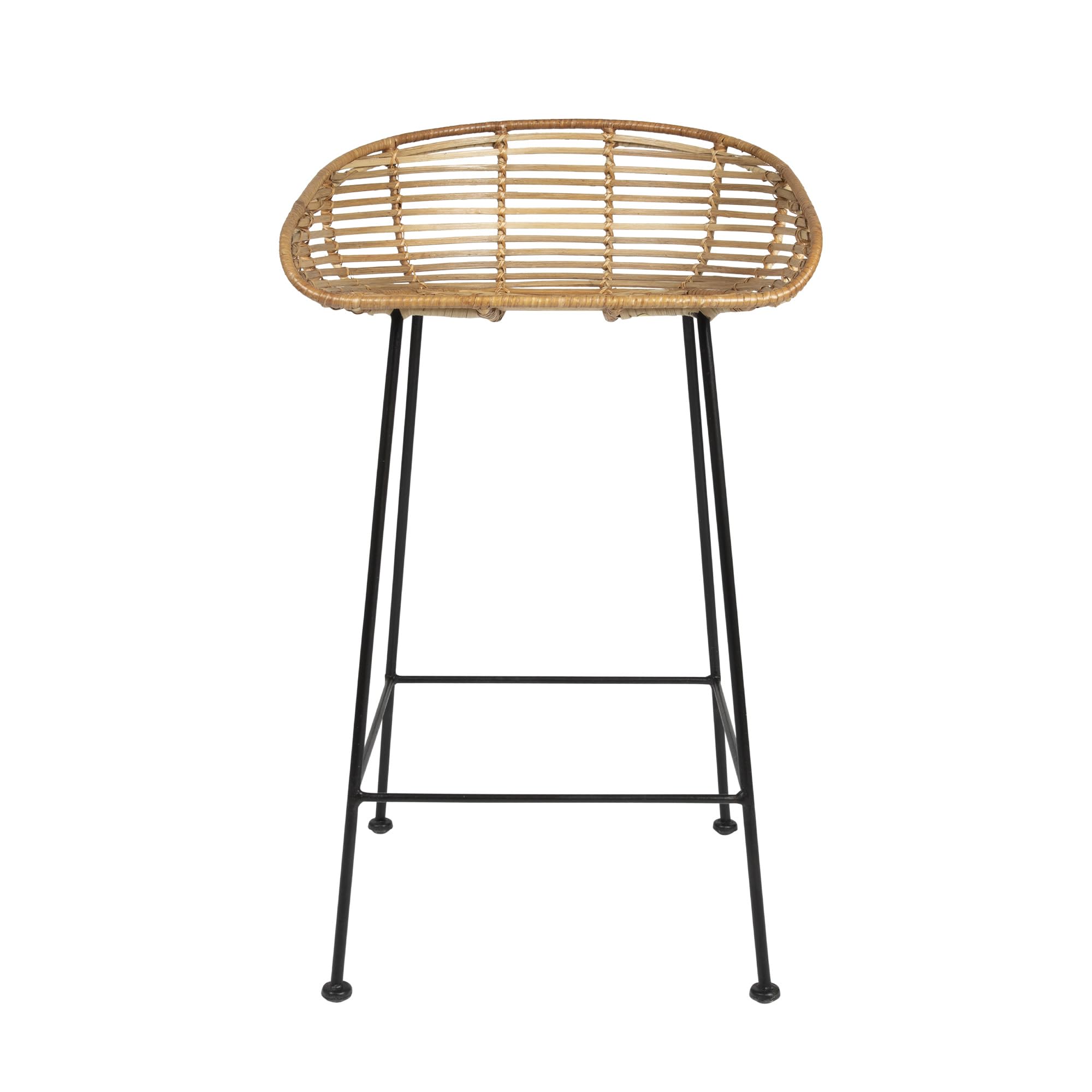 Bloomingville 32"H Woven Rattan Bar Stool with Black Wrought Iron Legs - Image 6