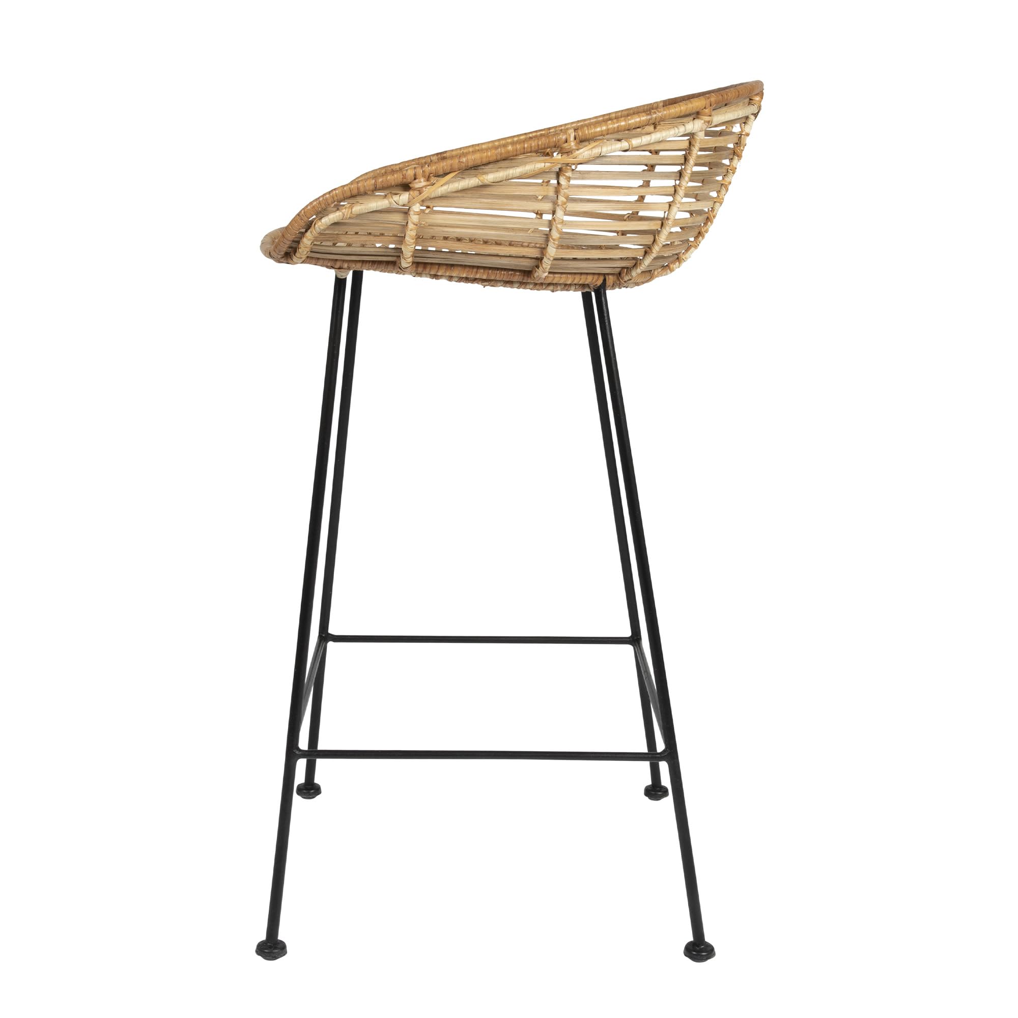 Bloomingville 32"H Woven Rattan Bar Stool with Black Wrought Iron Legs - Image 8