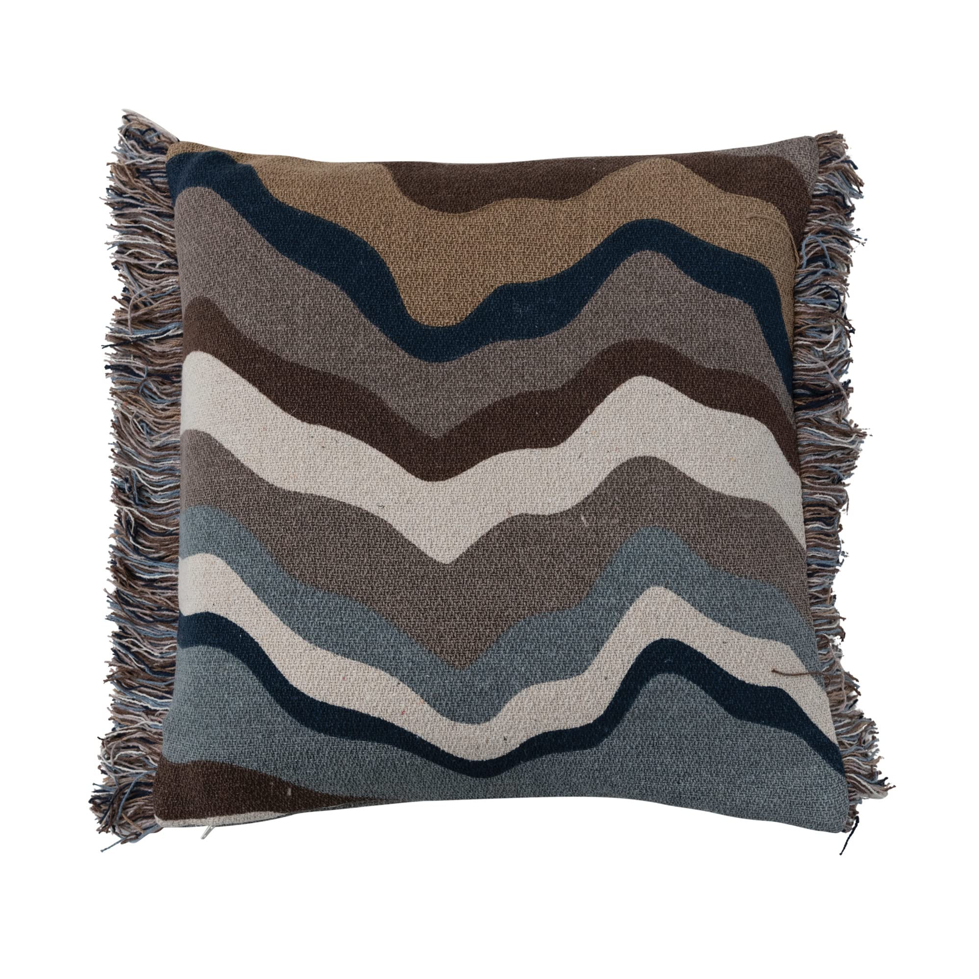 Bloomingville Abstract Print Cotton Throw Fringe, Multicolor Pillow, Multi - Image 4