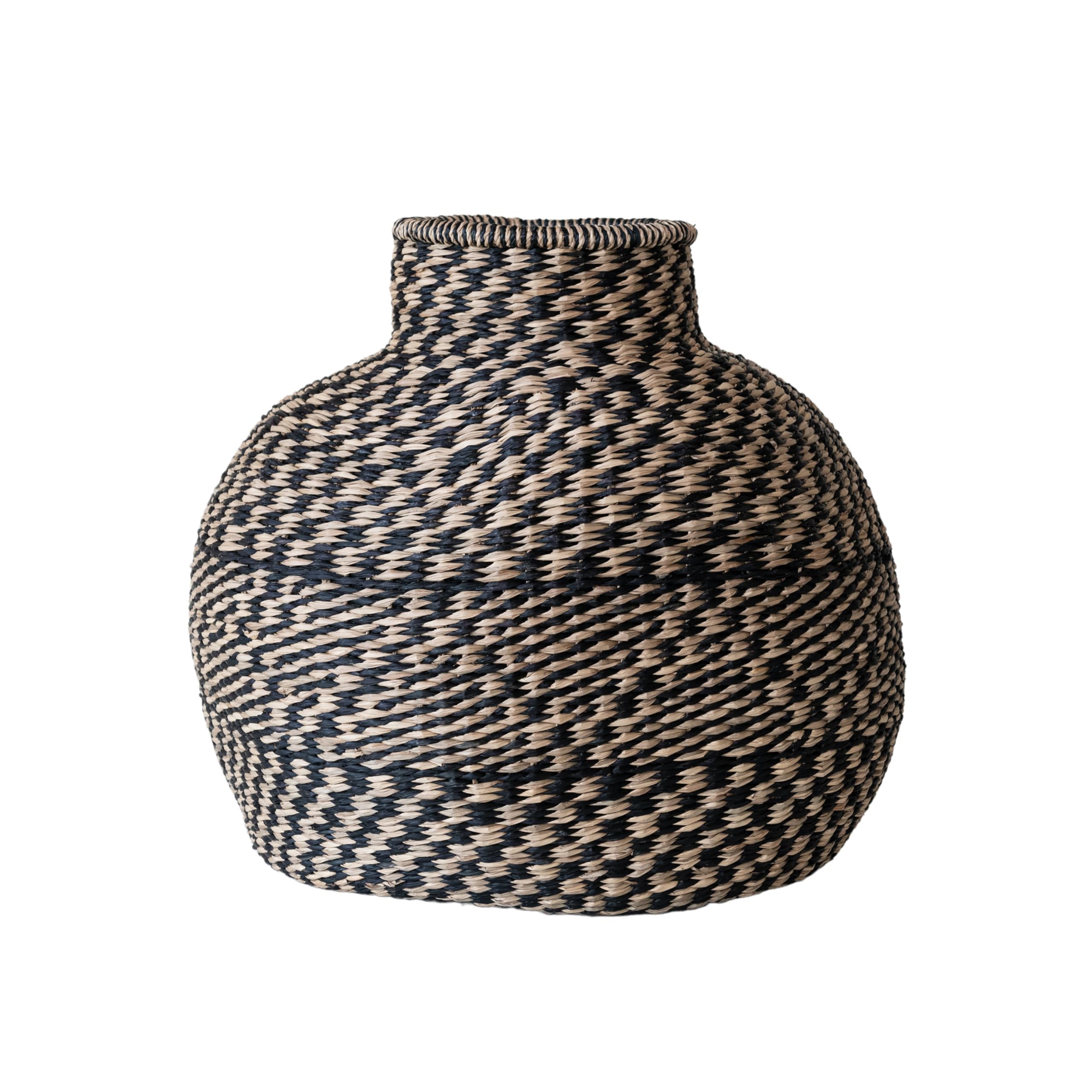 Bloomingville Decorative Hand-Woven Seagrass Vase, Natural and Black - Image 3