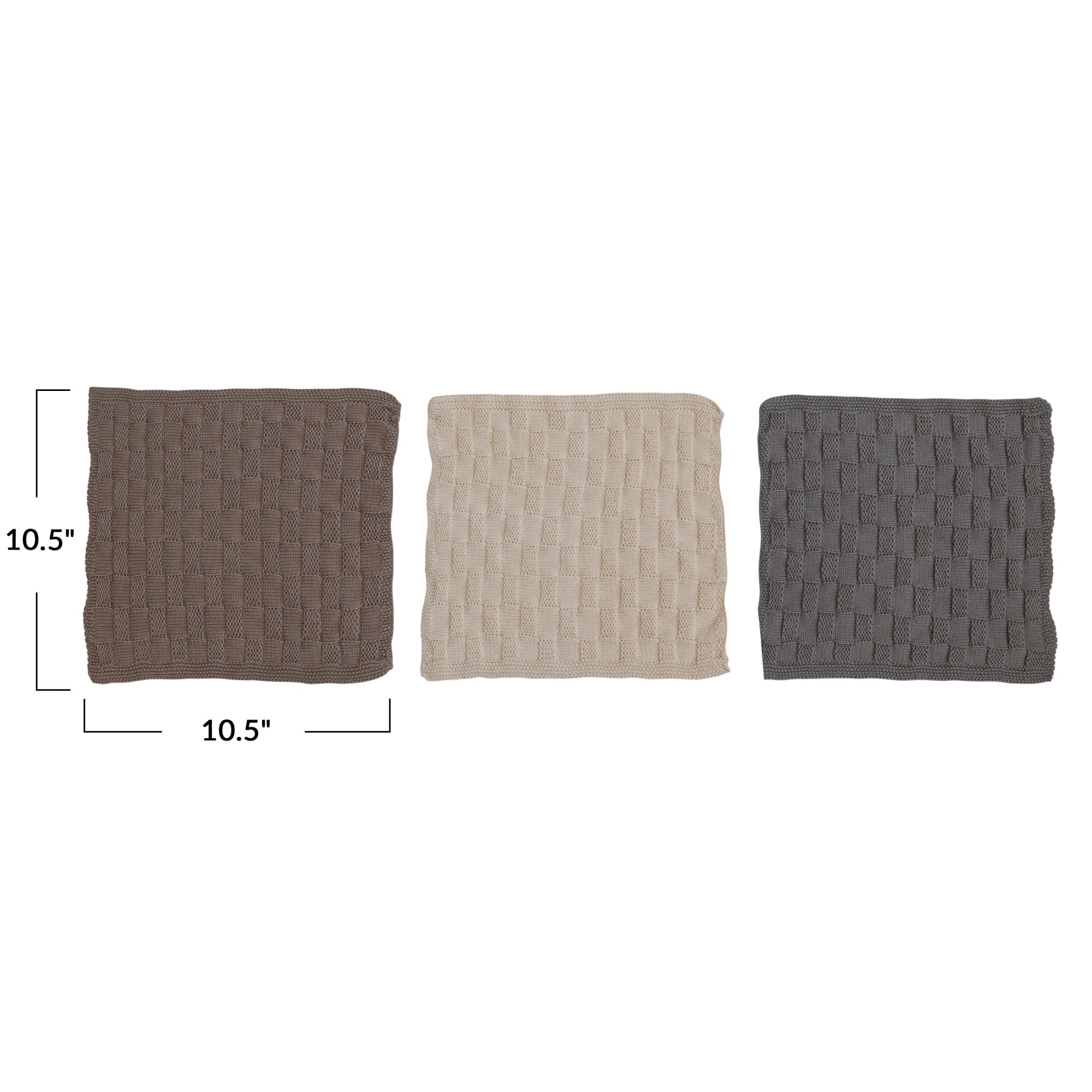 Bloomingville Farmhouse Square Cotton Blend Dish Towels, Set of 3 Colors - Image 3