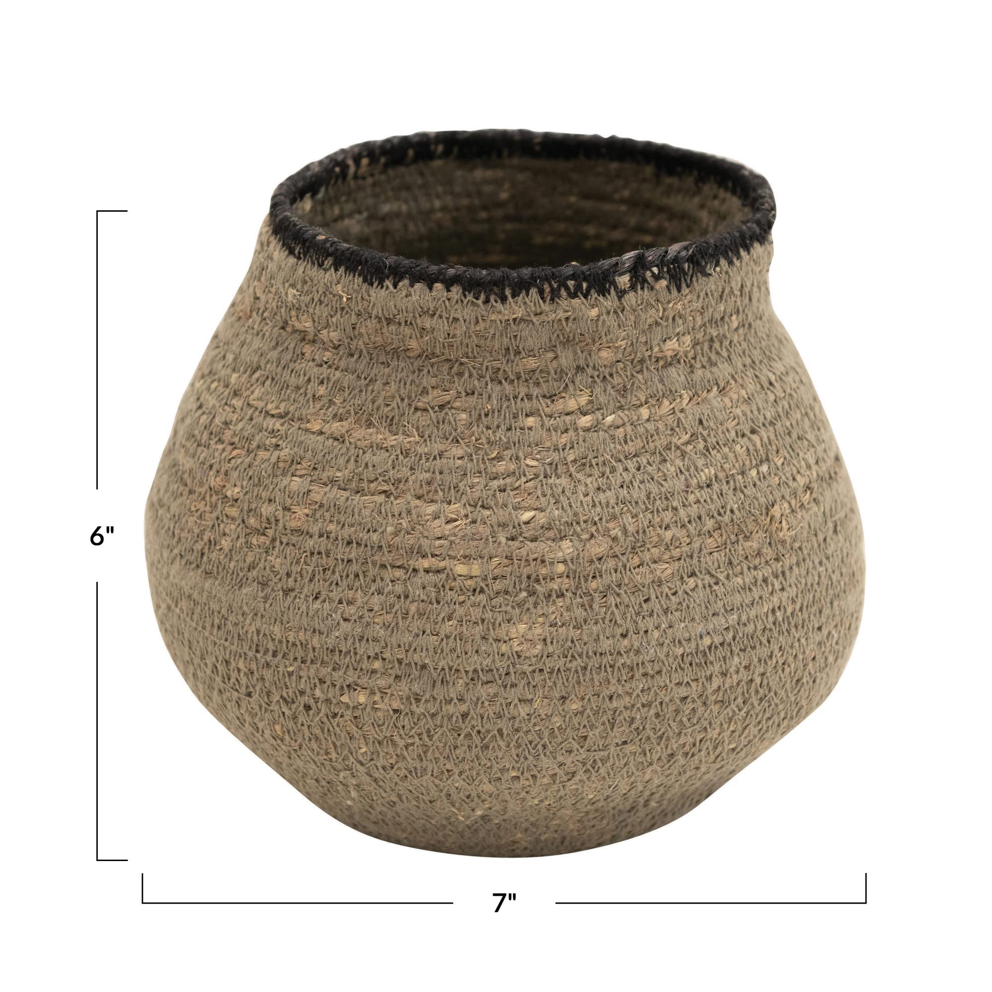 Bloomingville Hand-Woven Seagrass, Grey & Black Basket, AH1801 - Image 3
